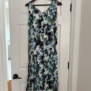 Nordstrom Blue and Black Sleeveless V-Neck Sundress